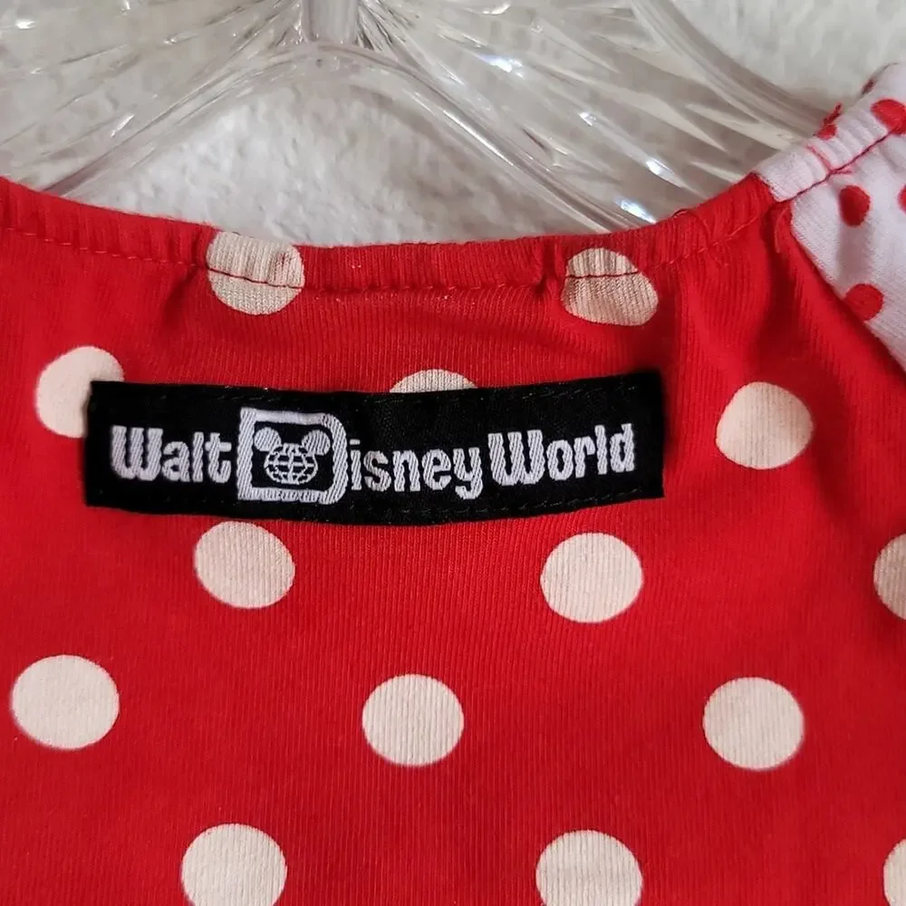 DISNEY Minnie Mouse One Piece Walt Disney World Polka Dot Size 12M Red